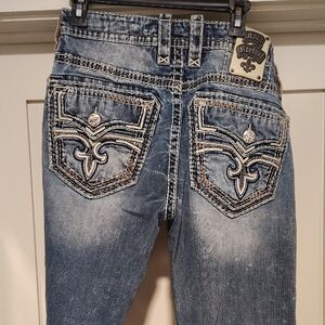 Rock Revival Men's Faded Blue Boot Cut Jeans